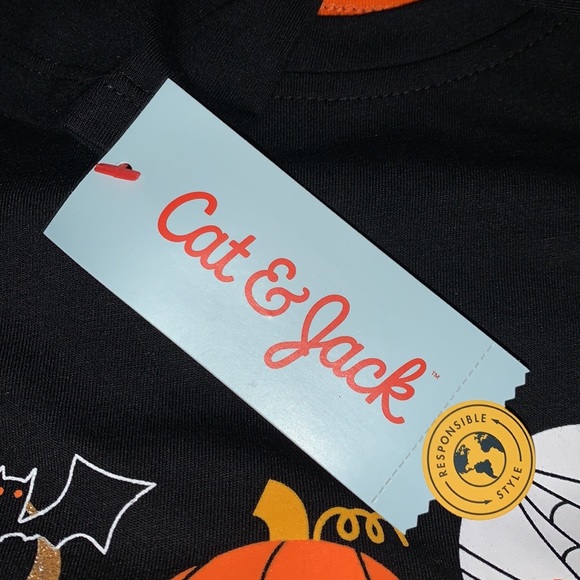 Cat & Jack 'Boo' Peplum Top & Candy Corn Leggings Halloween Set - Picture 9 of 12